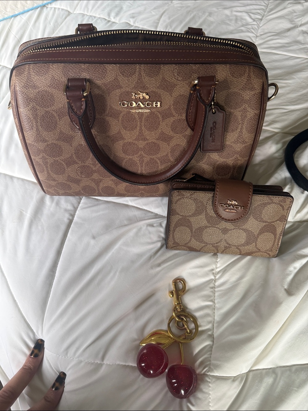 Coach Brown Signature Dome Satchel with Gold Hardware